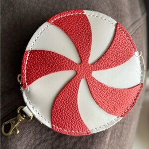 Portland Leather Goods Holiday Gordita Peppermint Pouch Flair in Reba Red/Pearl